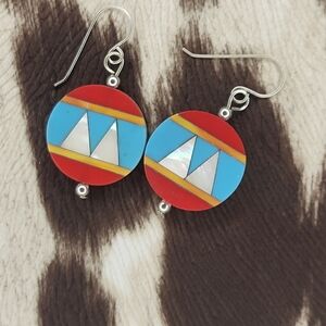 Colorful Geometric Inlay Earrings